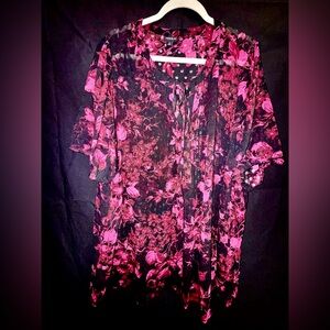 Torrid Vibrant Pink and Black Floral Blouse
